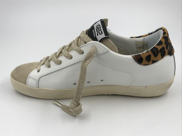 4B12 dam sneaker led wit (suprime DBS231 beige leopard rosa) - Stiletto Schoenen (Oudenaarde)