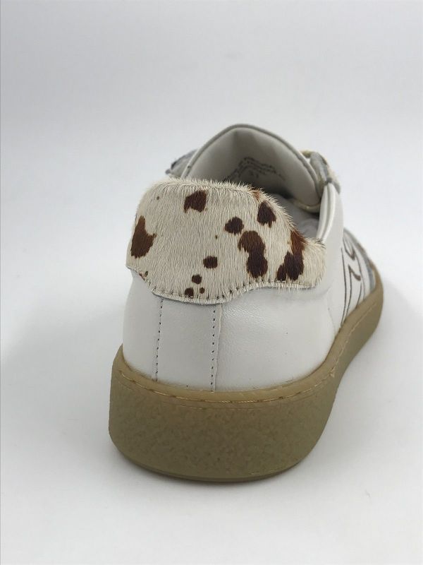 Amb dam sneaker led wit/cow print (14129WA-7437AM white/cow print) - Stiletto Schoenen (Oudenaarde)