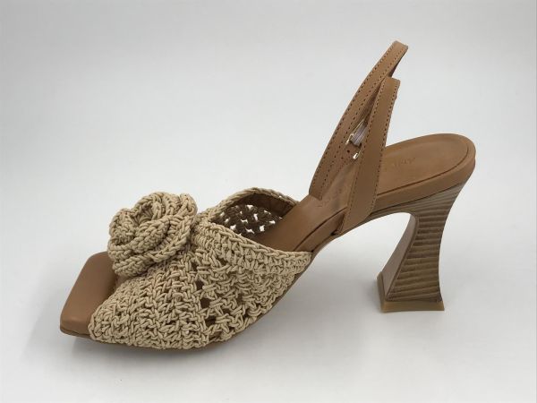 Angel dam sand led textiel/led beige (24080 crochet natural) - Stiletto Schoenen (Oudenaarde)