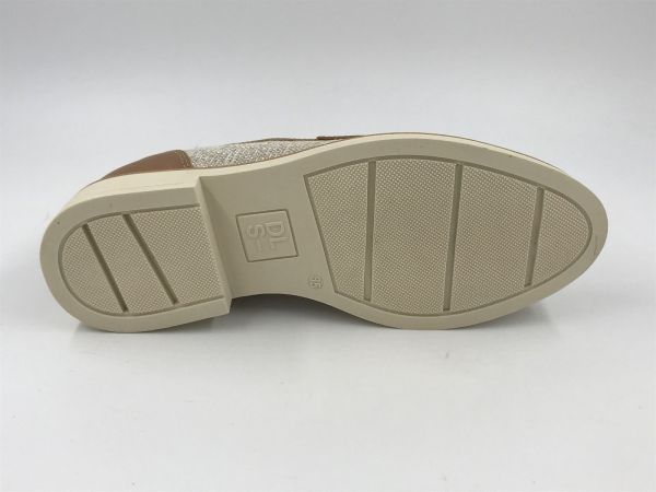 DLS dam moc led/textiel beige/cognac (7029 V02 waikiki sabbia) - Stiletto Schoenen (Oudenaarde)