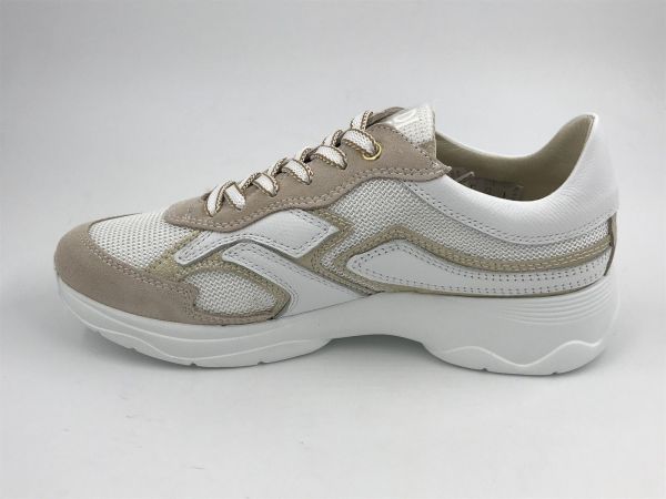 DLS dam runner nubuk beige/wit (6540 V01 velour sheer/ chic bianco) - Stiletto Schoenen (Oudenaarde)