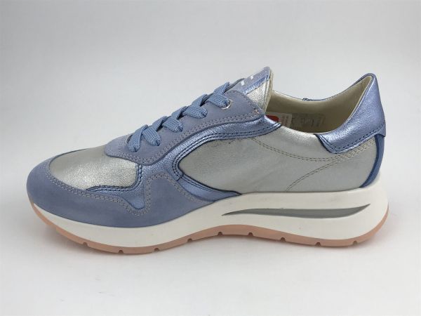 DLS dam runner nubuk/metallic blauw (6562 V01 velour illusion/dubai argento) - Stiletto Schoenen (Oudenaarde)