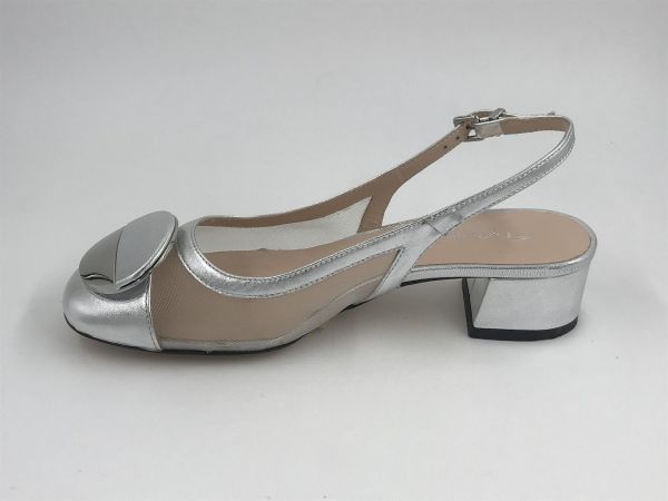 Evaluna dam Dec/sand text/led zilver (2108 glamour nappa argento) - Stiletto Schoenen (Oudenaarde)