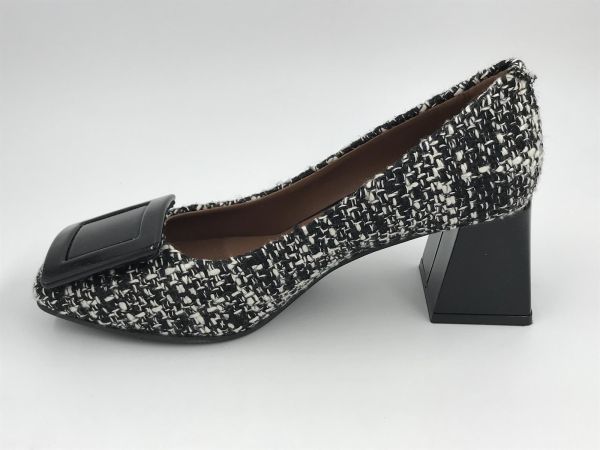 Evaluna dam pump tweet zw/wit (6541 gisel tweed melange nero97/bianco v) - Stiletto Schoenen (Oudenaarde)