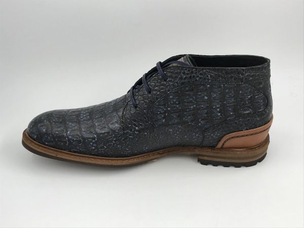 Floris her bottine led/croco blauw (SFM-50159-41-01 crepi 13.07- dark blue H) - Stiletto Schoenen (Oudenaarde)