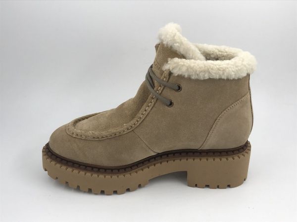 Frau dam bott suède camel wol (78A8189 softy fur honey) - Stiletto Schoenen (Oudenaarde)