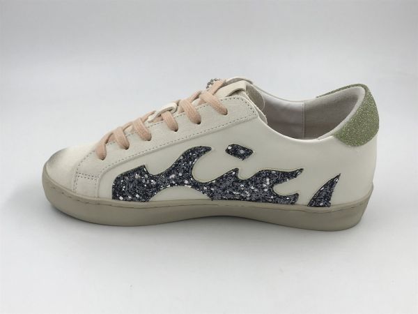 Gamin sneaker wit/groen (D0137S10-K-GMN plomo gun metal) - Stiletto Schoenen (Oudenaarde)