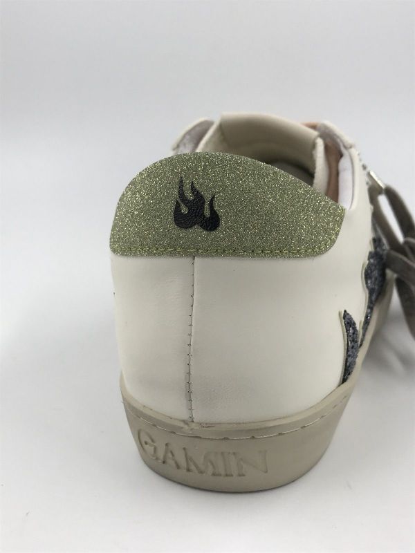 Gamin sneaker wit/groen (D0137S10-K-GMN plomo gun metal) - Stiletto Schoenen (Oudenaarde)