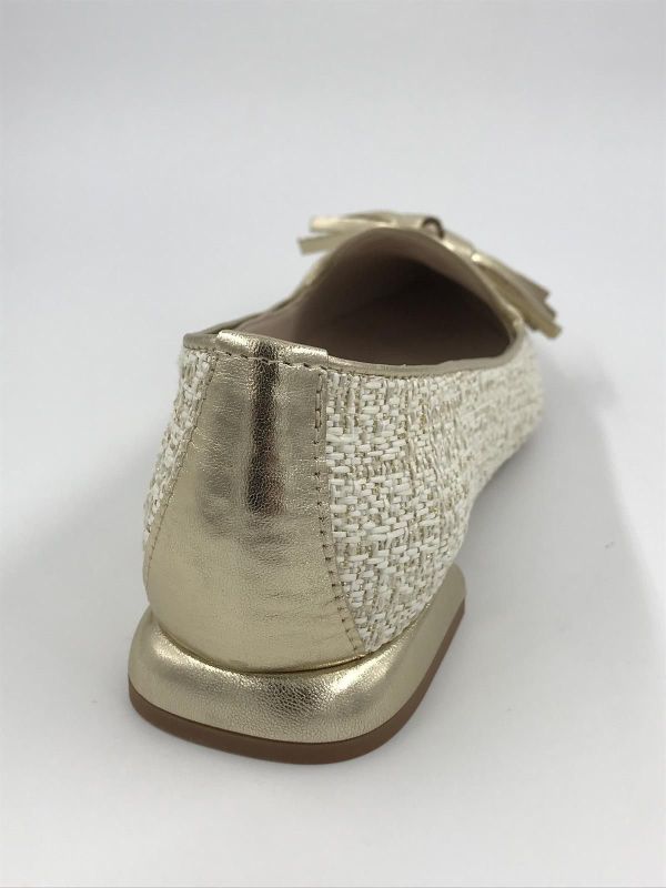 Pisati dam moc led/tweed beige/goud (Pisa lurex crema/lam platino) - Stiletto Schoenen (Oudenaarde)