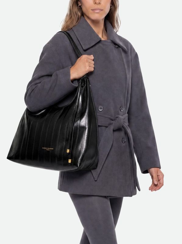 Gianni Chia handtas led nero (Dua/BS 12680 eel nero) - Stiletto Schoenen (Oudenaarde)