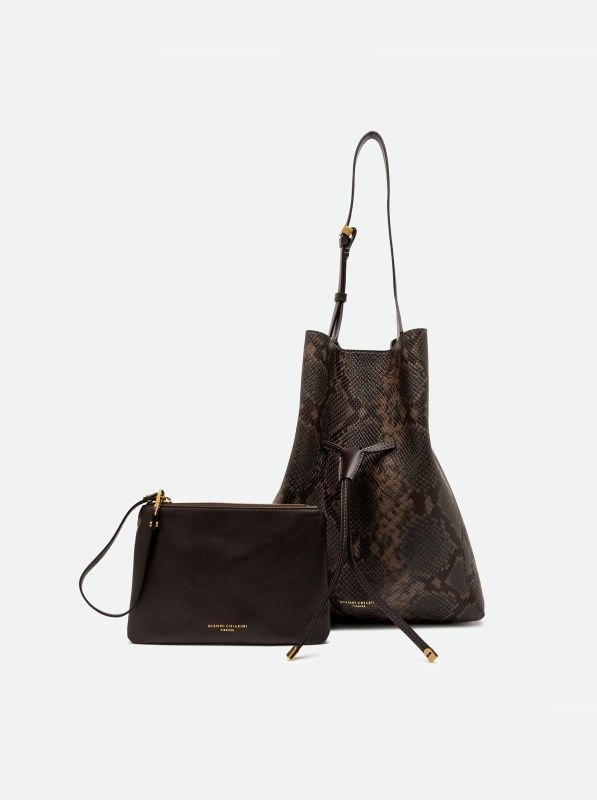 Gianni Chia handtas led python bruin (sienna BS/12597 PTY espresso) - Stiletto Schoenen (Oudenaarde)