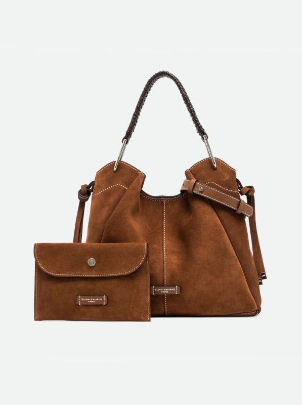 Gianni Chia handtas suède cognac (Era/BS 12570 cognac) - Stiletto Schoenen (Oudenaarde)