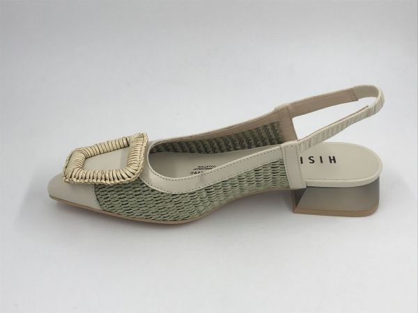 Hispanitas dam dec sand led/raffia groen (RHV254046 dali V25 raffia groen/ecru) - Stiletto Schoenen (Oudenaarde)