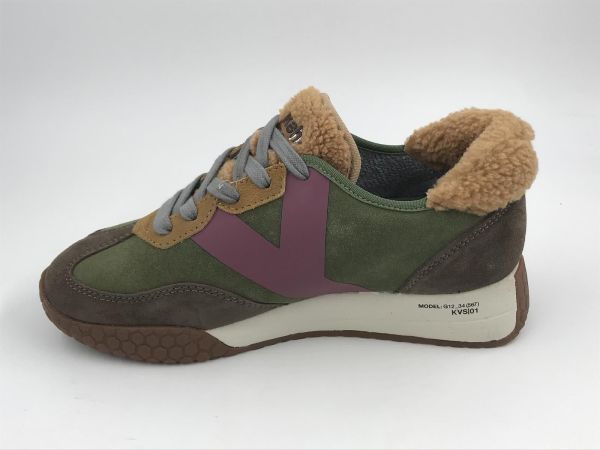 Kehnoo dam runner suède taupe/military (w24111kw9743 taupe/military) - Stiletto Schoenen (Oudenaarde)