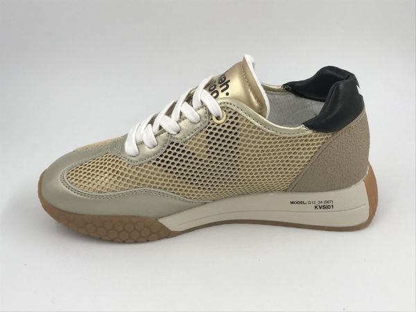 Kehnoo dam runner textiel goud/zwart (KW9763 gold/black) - Stiletto Schoenen (Oudenaarde)