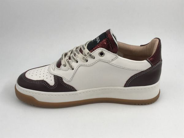 Kirruna dam sneaker led wit/bordeau (Fire63) - Stiletto Schoenen (Oudenaarde)