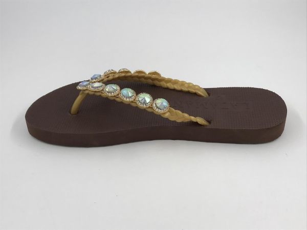 Lazamani dam slipper beach bruin (LA77002 brown) - Stiletto Schoenen (Oudenaarde)