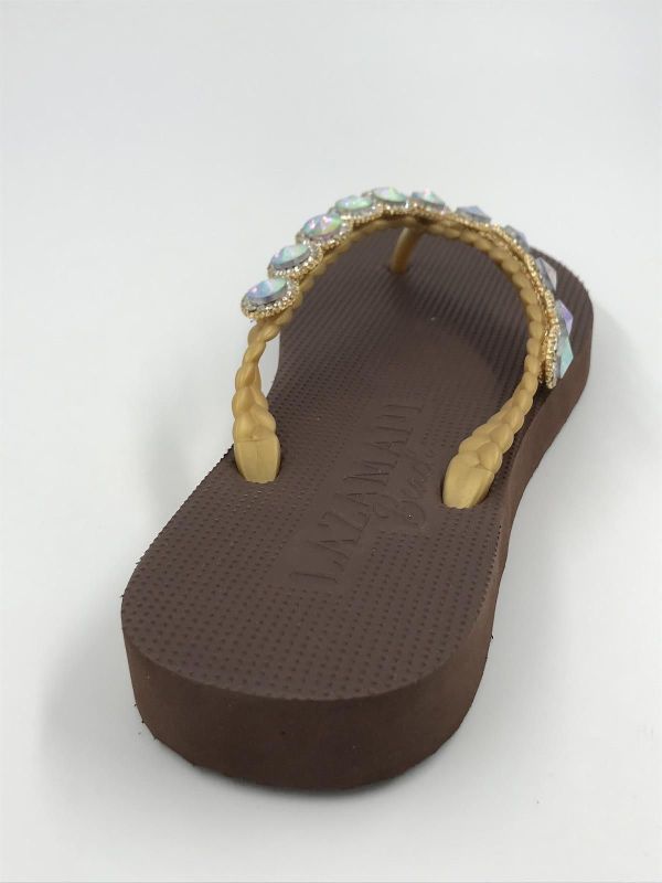 Lazamani dam slipper beach bruin (LA77002 brown) - Stiletto Schoenen (Oudenaarde)