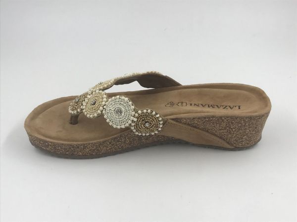 Lazamani dam slipper led beige (LA75926 beige mare toe) - Stiletto Schoenen (Oudenaarde)