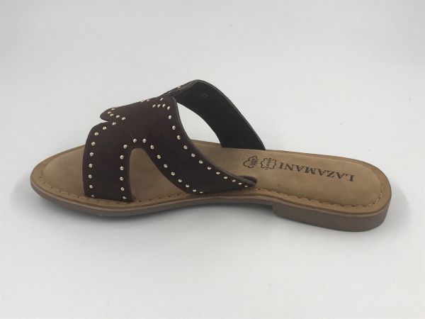 Lazamani dam slipper led brown (LA75949 brown lina mules) - Stiletto Schoenen (Oudenaarde)
