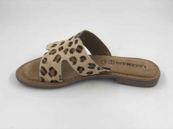 Lazamani dam slipper led leopard (LA75910 leopard lumi hair on leather) - Stiletto Schoenen (Oudenaarde)