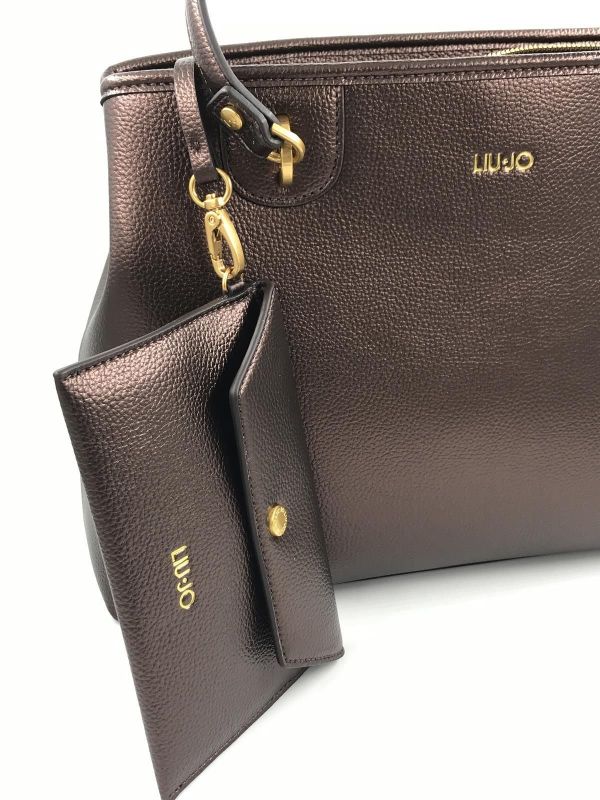 Liu Jo handtas bruin metallic (AF4202E0031 tote brown stone metallic) - Stiletto Schoenen (Oudenaarde)