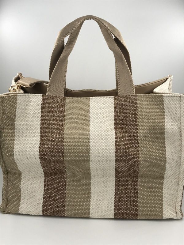 Liu Jo handtas camel (2A6026T2176 tote striped canvas sabbia) - Stiletto Schoenen (Oudenaarde)
