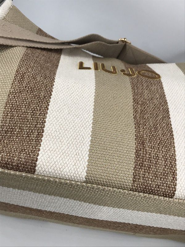 Liu Jo handtas camel (2A6026T2176 tote striped canvas sabbia) - Stiletto Schoenen (Oudenaarde)