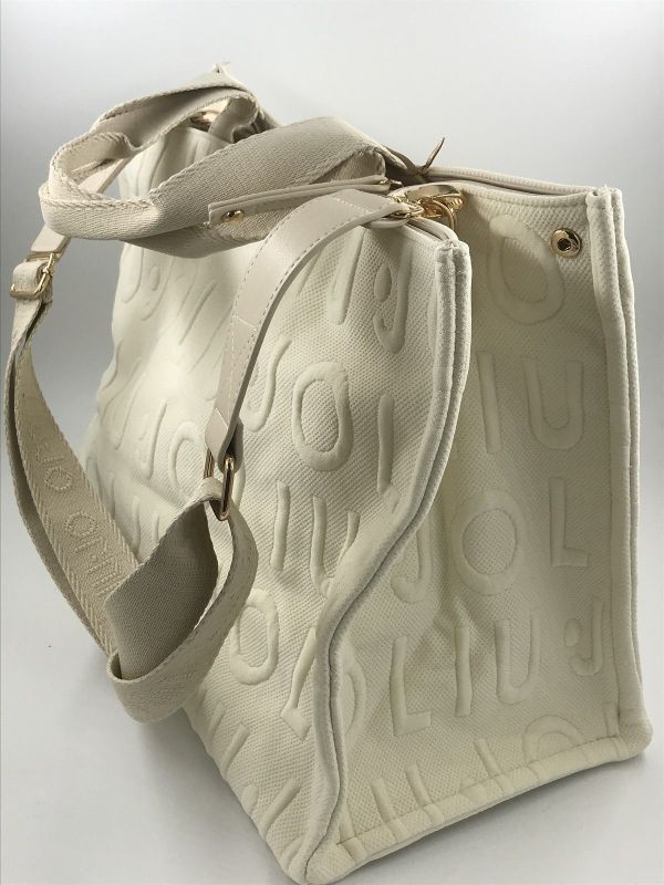 Liu Jo handtas ecru (2A6026T0300 tote logo white cream) - Stiletto Schoenen (Oudenaarde)