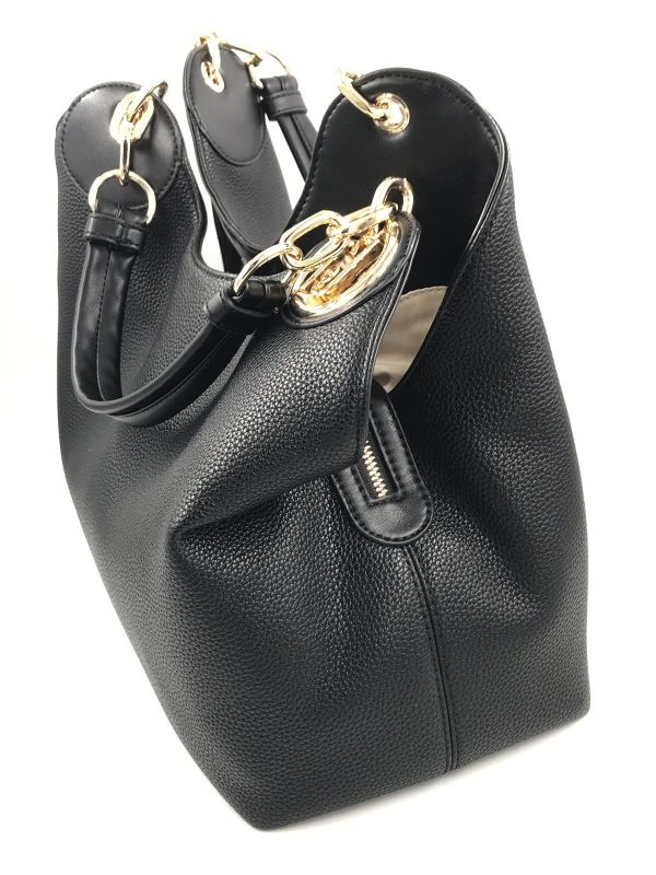 Liu Jo handtas nero (AF6024ES039 B1848 ecs M satchel nero/brass gold) - Stiletto Schoenen (Oudenaarde)