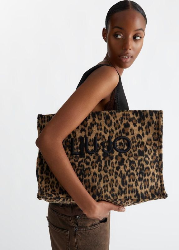 Liu Jo handtas zwart luipaard (2F4067T6089 tote brown animalier) - Stiletto Schoenen (Oudenaarde)