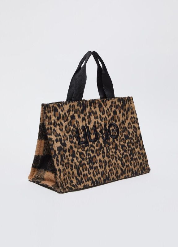 Liu Jo handtas zwart luipaard (2F4067T6089 tote brown animalier) - Stiletto Schoenen (Oudenaarde)