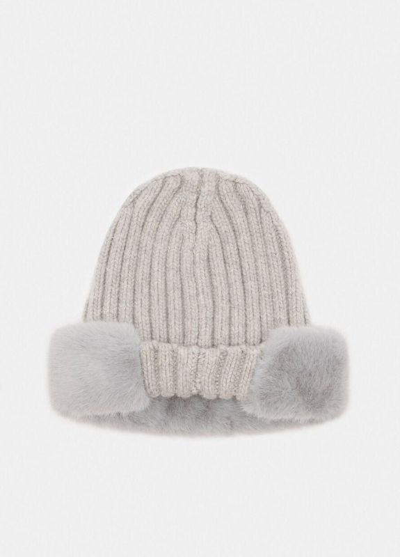 Liu Jo muts beige (2F5044M0300 beanie con flake fur grigio) - Stiletto Schoenen (Oudenaarde)