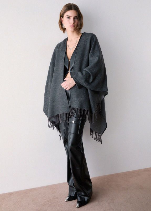 Liu Jo poncho antraciet (2F6042T2751 09012 poncho embossed antracite) - Stiletto Schoenen (Oudenaarde)