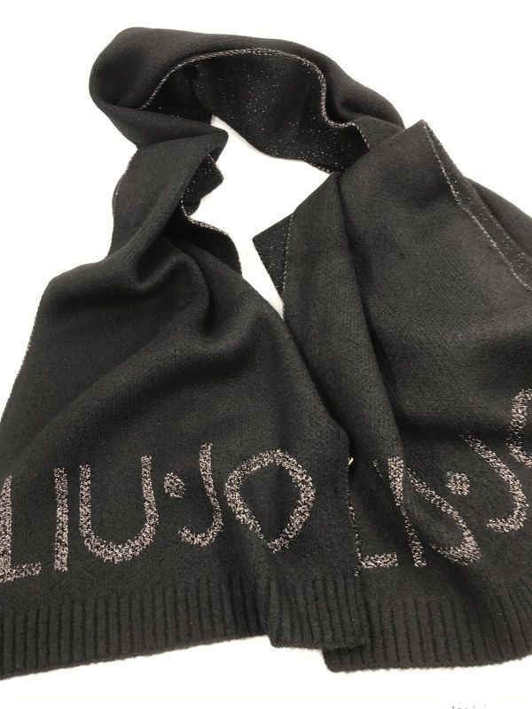 Liu Jo sjaal zwart (2F5019M0300 sciarpa logo lurex nero) - Stiletto Schoenen (Oudenaarde)