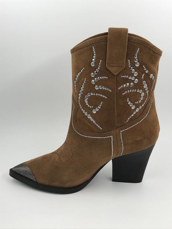 Lola C dam Klaars western suède cognac (294T60BK-S-I24) - Stiletto Schoenen (Oudenaarde)