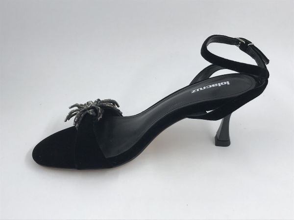 Lola C dam sand velour black flower (064Z70BK-I25 black) - Stiletto Schoenen (Oudenaarde)