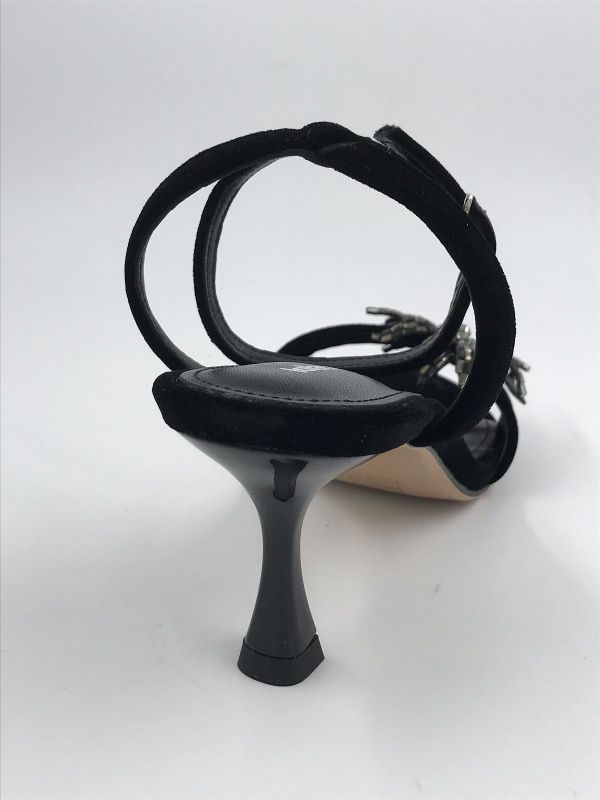 Lola C dam sand velour black flower (064Z70BK-I25 black) - Stiletto Schoenen (Oudenaarde)