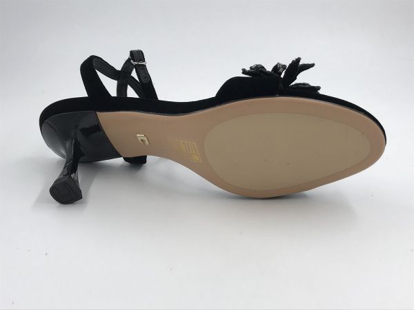 Lola C dam sand velour black flower (064Z70BK-I25 black) - Stiletto Schoenen (Oudenaarde)