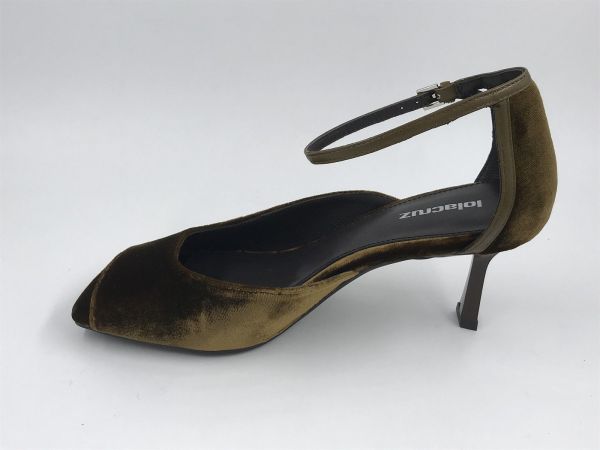 Lola C dam sandaal velour oker (011Z70BK-D-126 ocre) - Stiletto Schoenen (Oudenaarde)