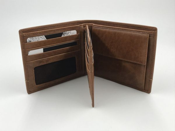Maverick billfold RFID led cognac (mavrg00525 billfold RFID rough gear lea cog+remov cardh) - Stiletto Schoenen (Oudenaarde)