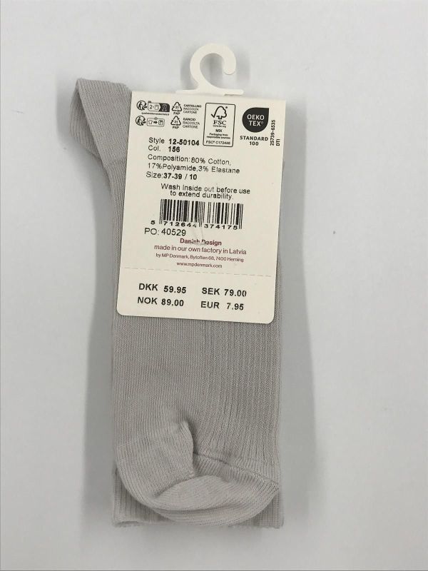 mp Denmark fine cotton rib socks gray vi (12-50104-156) - Stiletto Schoenen (Oudenaarde)