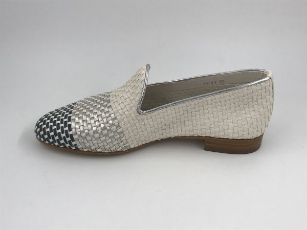 Pert dam moc led tressé blauw/zilver/wit (251W30753D14 escalera bianco/jeans/zilver) - Stiletto Schoenen (Oudenaarde)