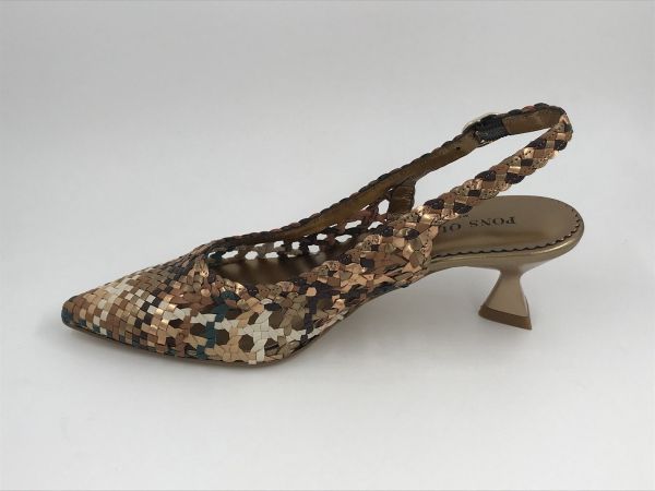 PQ dam dec sand tressé multi brons (10784.000 carol multi VBW metallic) - Stiletto Schoenen (Oudenaarde)