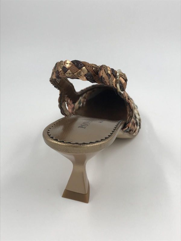 PQ dam dec sand tressé multi brons (10784.000 carol multi VBW metallic) - Stiletto Schoenen (Oudenaarde)