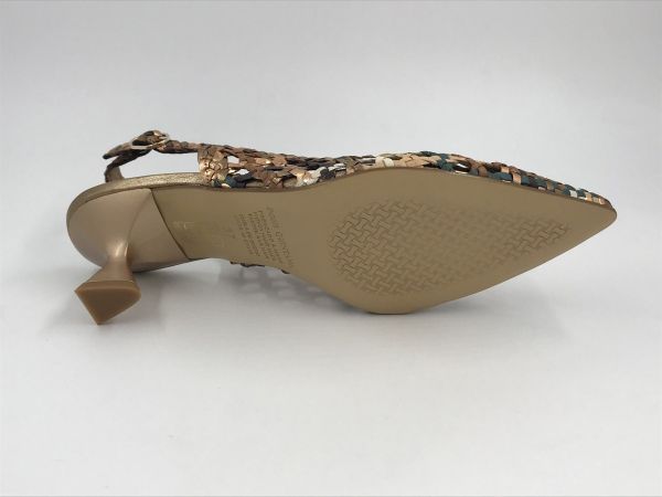 PQ dam dec sand tressé multi brons (10784.000 carol multi VBW metallic) - Stiletto Schoenen (Oudenaarde)