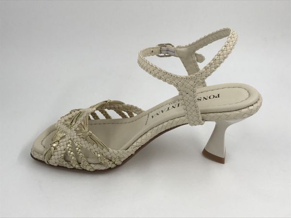 PQ dam sand tressé ecru/platino (10867.000 fiji 04266 salinas platino) - Stiletto Schoenen (Oudenaarde)