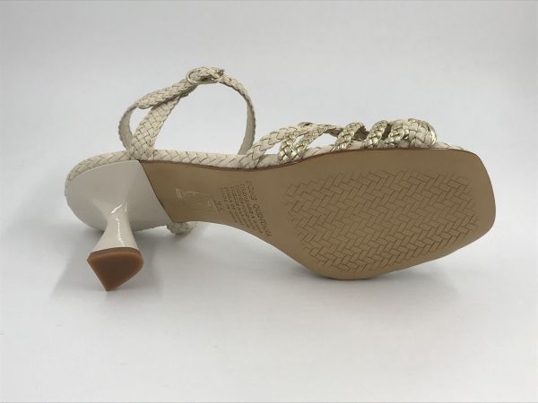 PQ dam sand tressé ecru/platino (10867.000 fiji 04266 salinas platino) - Stiletto Schoenen (Oudenaarde)