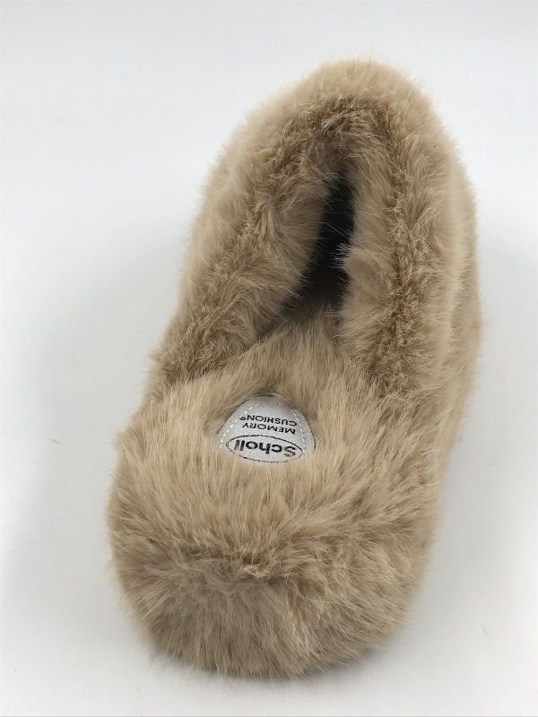 Scholl dam slip fluffy mule beige (fluffi mule F01394 synfur beige scuro) - Stiletto Schoenen (Oudenaarde)