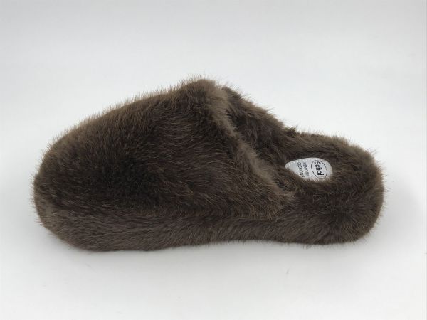 Scholl dam slip fluffy mule bruin (fluffi mule F01394 synfur testa di moro) - Stiletto Schoenen (Oudenaarde)